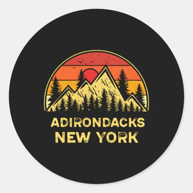 Pegatina Redonda Adirondacks New York Ny Mountains Senderismo (Anverso)