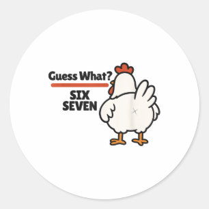 Pegatina Redonda Adivinanza Divertida Pollo 67 Seis Siete Meme