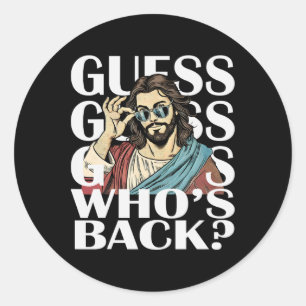 Pegatina Redonda Adivinen Quién Byck Jesus Tee Católico Religioso