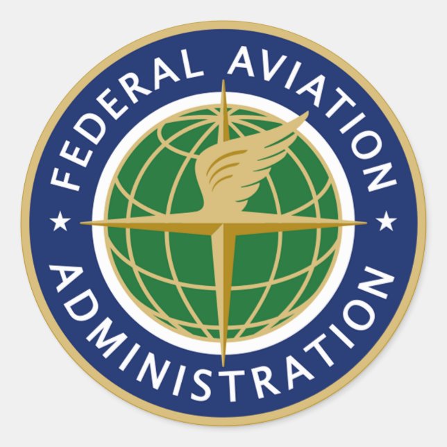 Pegatina Redonda Administración federal de aviación de la FAA (Anverso)