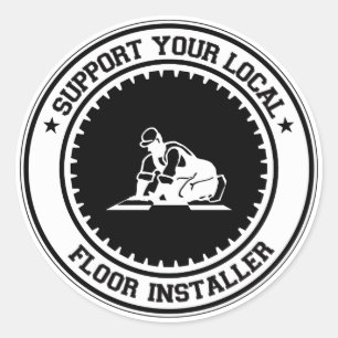 Pegatina Redonda Admitir su instalador de piso local