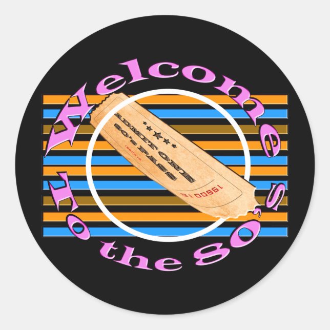 Pegatina Redonda Admitir un billete a los 80 (Anverso)