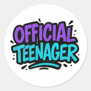 Pegatina Redonda Adolescente oficial - Divertido 13 cumpleaños para