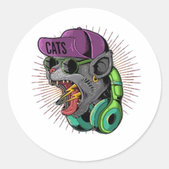 Pegatina Redonda Adolescente que grita hipebeast (Anverso)