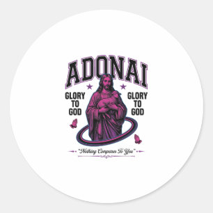 Pegatina Redonda Adonai Gloria a Dios Diseño Vectorial Cristiano Vi