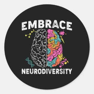 Pegatina Redonda Adopción de la Neurodiversidad TDAH Autism Awarene