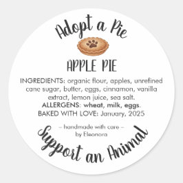 Pegatina Redonda Adopt a Pie Animal Rescue Bakery Ingredients