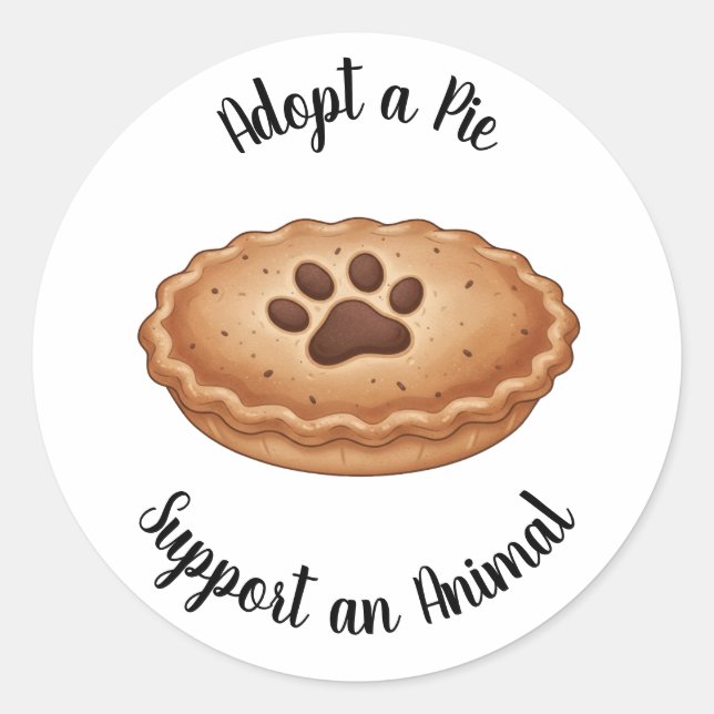 Pegatina Redonda Adopt a Pie Animal Rescue Bakery Sweet Treat (Anverso)