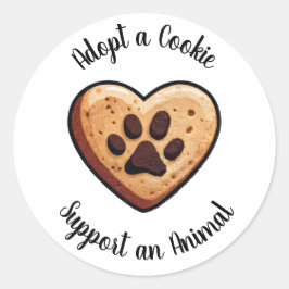 Pegatina Redonda Adopta una galleta de apoyo al rescate de animales