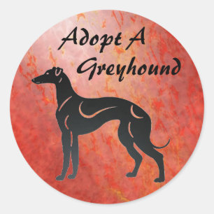 Pegatina Redonda Adoptar a un perro de galgo
