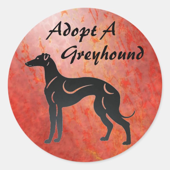 Pegatina Redonda Adoptar a un perro de galgo (Anverso)