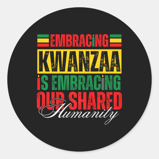 Pegatina Redonda Adoptar Kwanzaa es nuestra humanidad compartida af (Anverso)