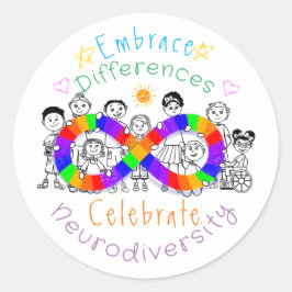 Pegatina Redonda Adoptar las diferencias... Autism Awareness Pegati