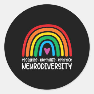 Pegatina Redonda Adoptar Neurodiversidad Autismo Arcoiris Concienci
