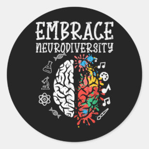 Pegatina Redonda Adoptar Neurodiversidad Autismo Conciencia De Los 