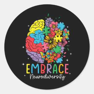 Pegatina Redonda Adoptar Neurodiversidad Autismo Conciencia De Los 