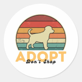 Pegatina Redonda Adoptar no comprar - Conciencia del Día del Mascot
