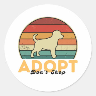 Pegatina Redonda Adoptar no comprar - Conciencia del Día del Mascot