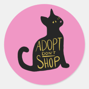 Pegatina Redonda Adoptar no comprar salvamento de gato