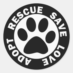 Pegatina Redonda Adoptar Rescate Salvar Amor