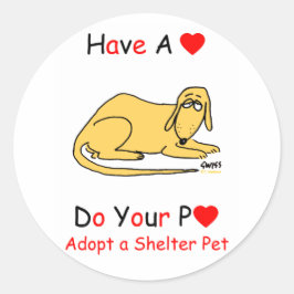 Pegatina Redonda Adoptar un animal de refugio