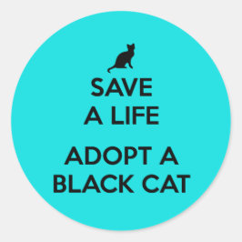 Pegatina Redonda Adoptar un gato negro