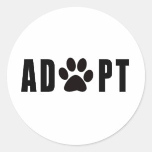 Pegatina Redonda Adoptar Un Mascota