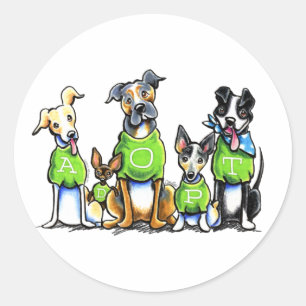 Pegatina Redonda Adopte los perros del refugio que las camisetas