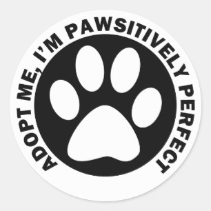 Pegatina Redonda Adópteme, yo son Pawsitively perfecto