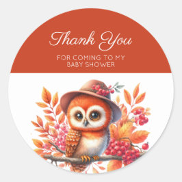 Pegatina Redonda Adorable acuarela Lechuza Bebé Gracias