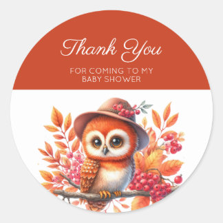 Pegatina Redonda Adorable acuarela Lechuza Bebé Gracias