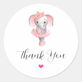 Pegatina Redonda Adorable Ballerina Elephant En Pointe Gracias