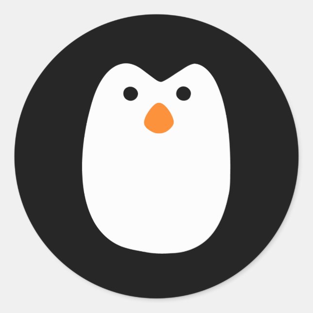 Pegatina Redonda adorable cara de pingüino (Anverso)