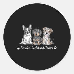Pegatina Redonda Adorable Dog Trio Art