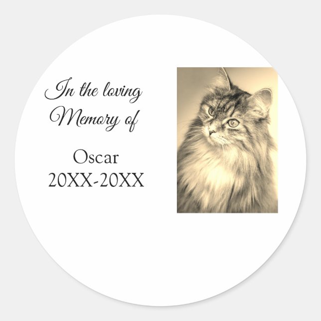 Pegatina Redonda adorable funeral de honor agregar foto de nombre m (Anverso)