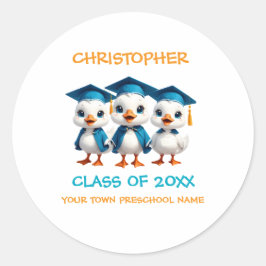 Pegatina Redonda Adorable Goose Pre K Preschool