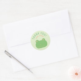 Pegatina Redonda Adorable Green Frog Personalized Birthday Sticker