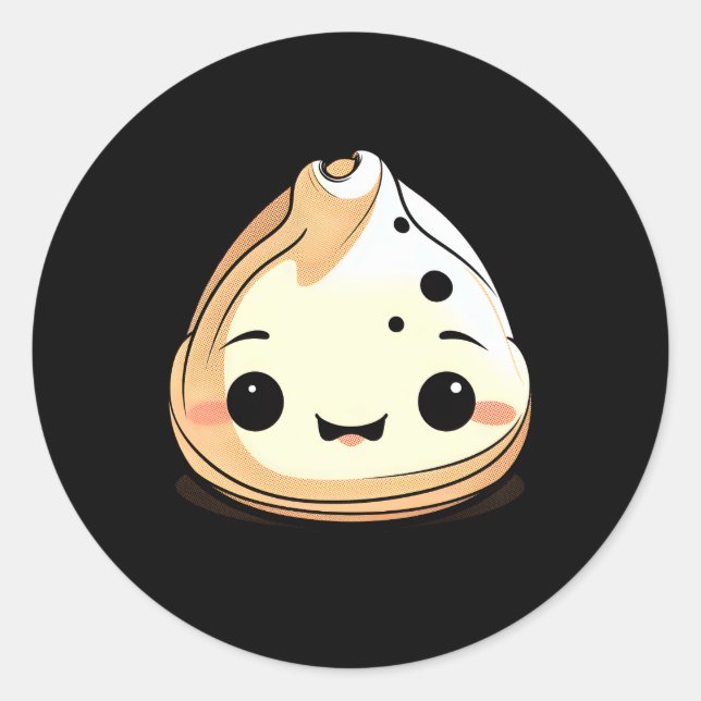 Pegatina Redonda Adorable Kawaii Dim Sum Dumpling Y Anime (Anverso)