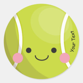 Pegatina Redonda Adorable Kawaii Tennis Ball Personalizado Textos D