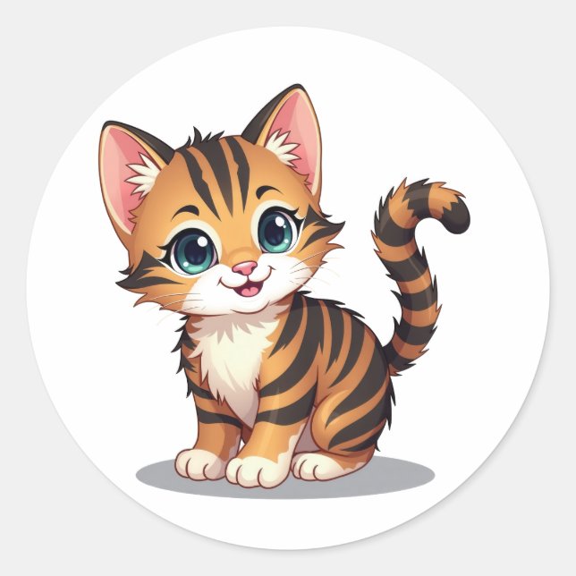Pegatina Redonda Adorable Kitten Stickers (Anverso)