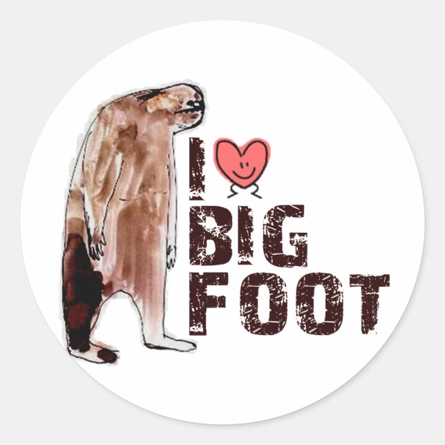 Pegatina Redonda ¡Adorable! ME ENCANTA <3 BIGFOOT design Fingiendo  (Anverso)
