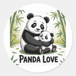Pegatina Redonda Adorable Panda Love Back to School