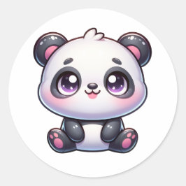 Pegatina Redonda Adorable Panda Pal kawaii