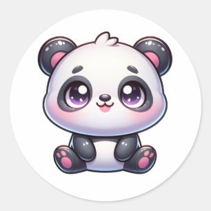 Pegatina Redonda Adorable Panda Pal kawaii