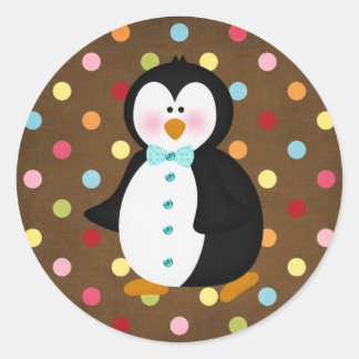 Pegatina Redonda adorable pingüino
