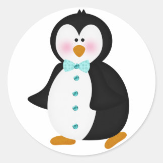 Pegatina Redonda adorable pingüino