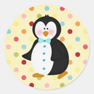Pegatina Redonda adorable pingüino