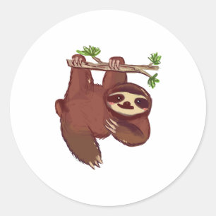 Pegatina Redonda Adorable Sloth