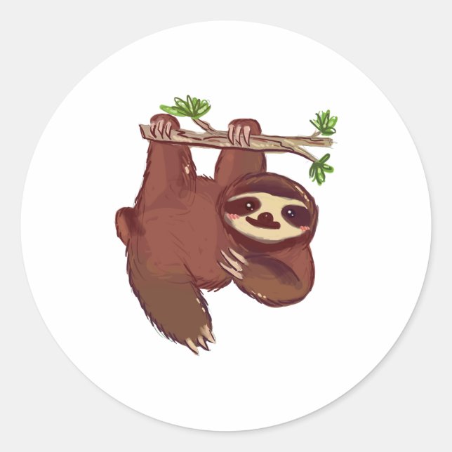 Pegatina Redonda Adorable Sloth (Anverso)