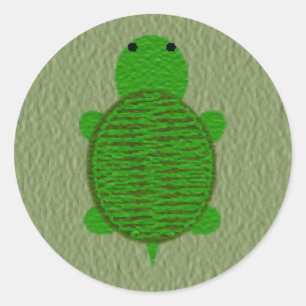 Pegatina Redonda Adorable Yarn Textured Turte